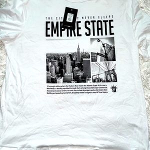 White and black Empire State shirt